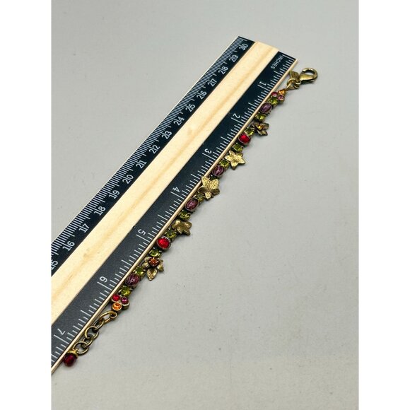 Mary DeMarco Vintage Inspired Bracelet with Glass Stones & Leaf Bronze Tone - Picture 5 of 6
